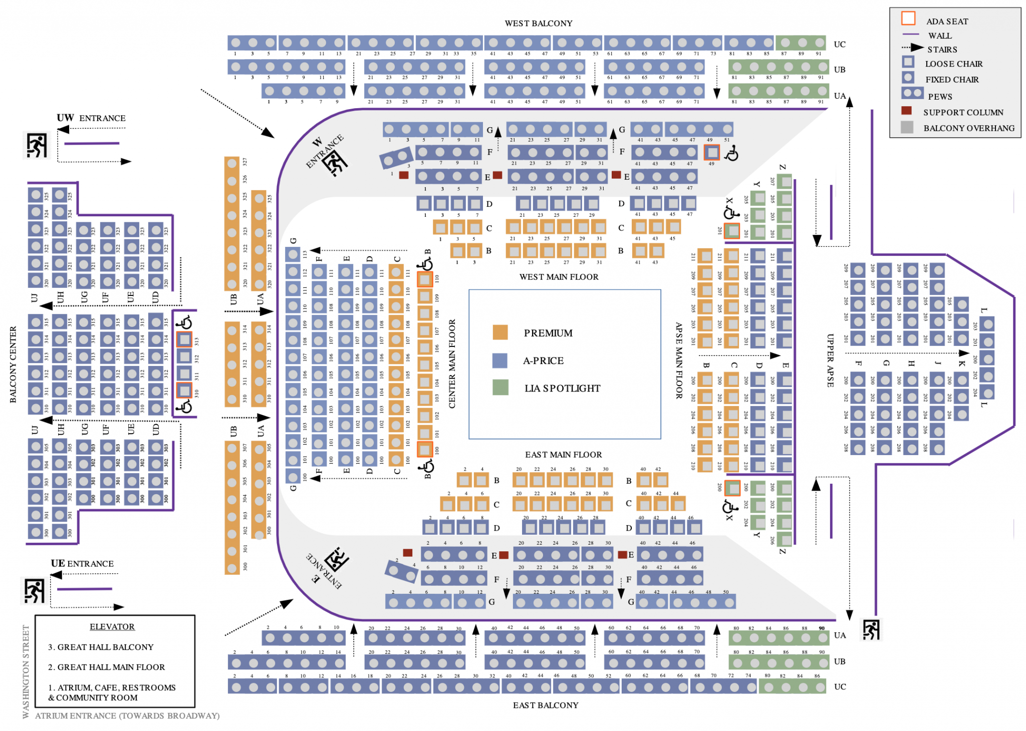 Seating map Universal Preservation Hall
